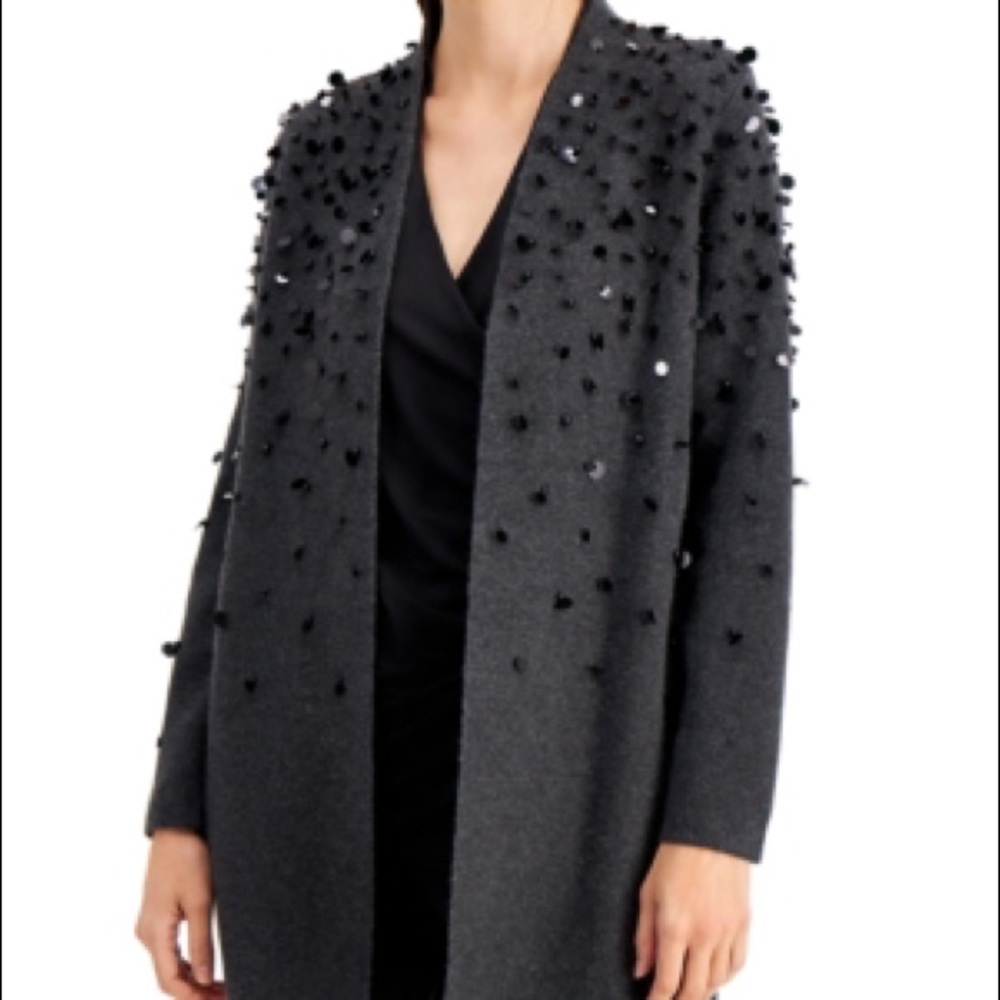 Alfani Open Front Sequin/Bead Cardigan XL
